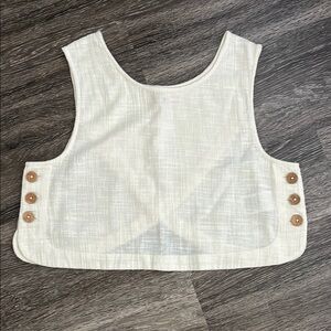 Rip Curl Cream Sleeveless Crop Tank with Bib Collar